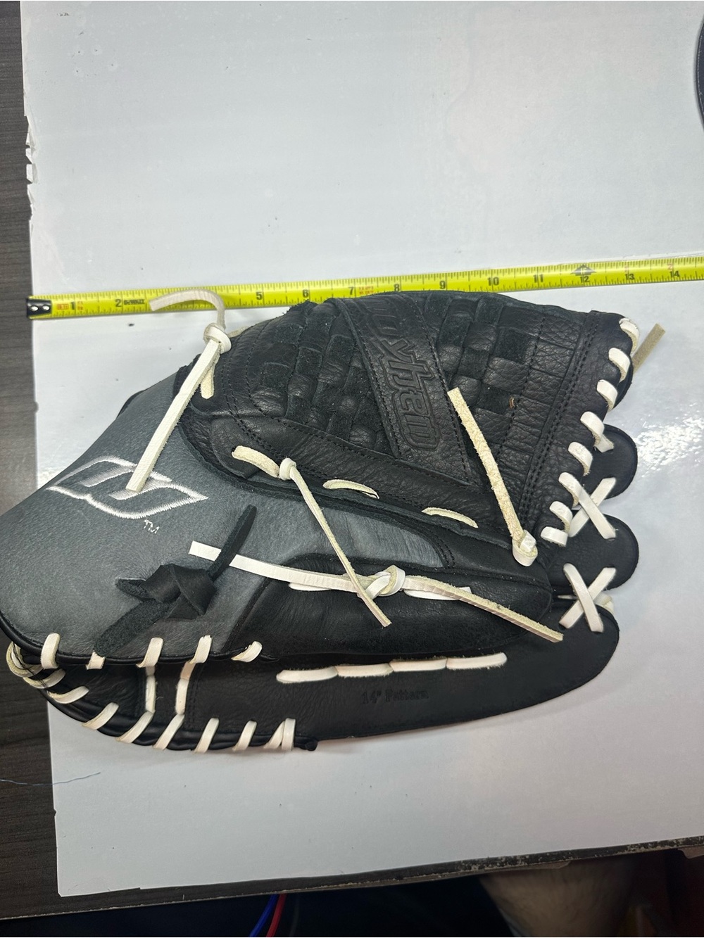 Youth Black Baseball Glove with White Lacing